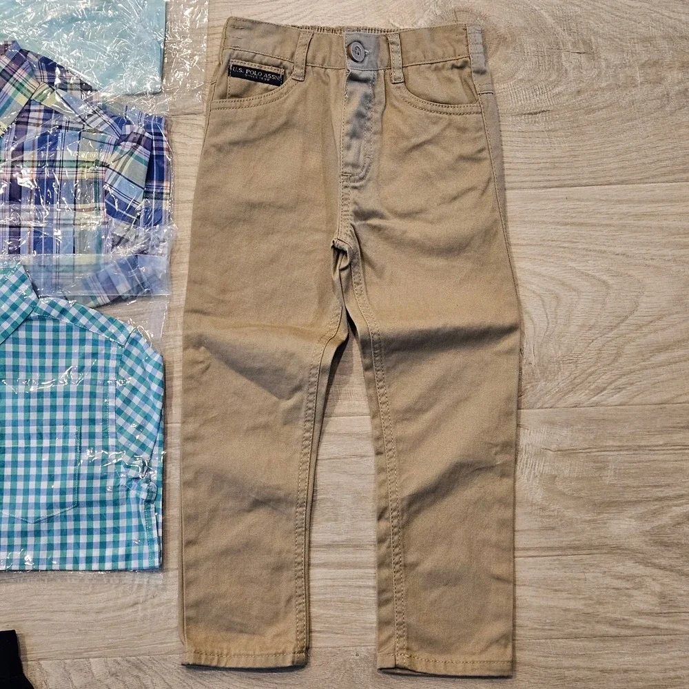 Spring Outfits Boys Size 4 Lot of 5 Button Down Shirts Plaid NEW Pants‎ Shorts
